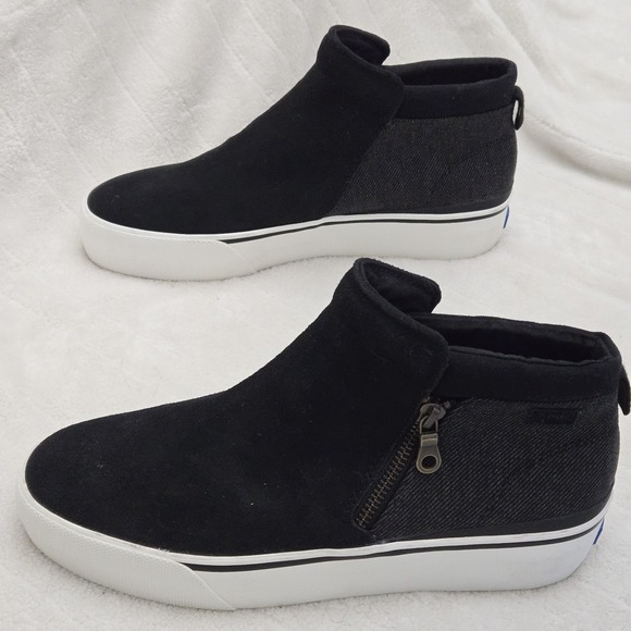 Keds Suede Ankle Booties Side Zip Up Casual Sneakers Black Size 8.5 - Picture 4 of 9
